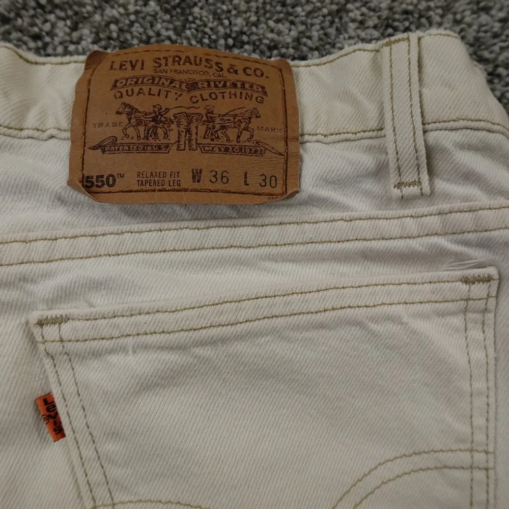 VTG Levis Jeans Mens 36X30 Beige Denim 550 Relaxed Tapered Orange Tab 90s‎ USA